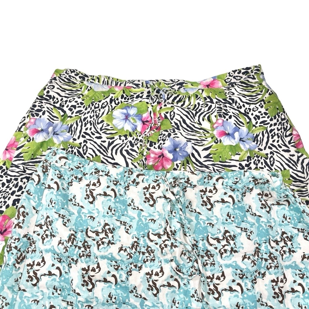 2pk Choices XL Multicolor Linen‎ Skirt Floral Animal Print Tropical Coastal